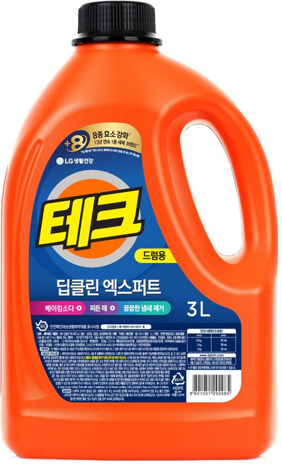 테크 딥클린 엑스퍼트 뉴 액체세제 본품, 3L, 1개