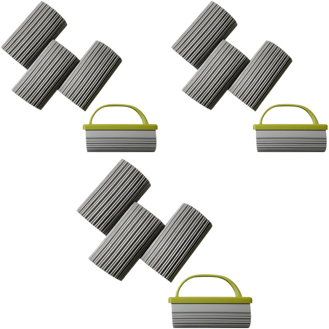 우주뭉치 먼지제거 물기제거 스펀지 3p+손잡이일체형1p 세트 그레이, 3세트