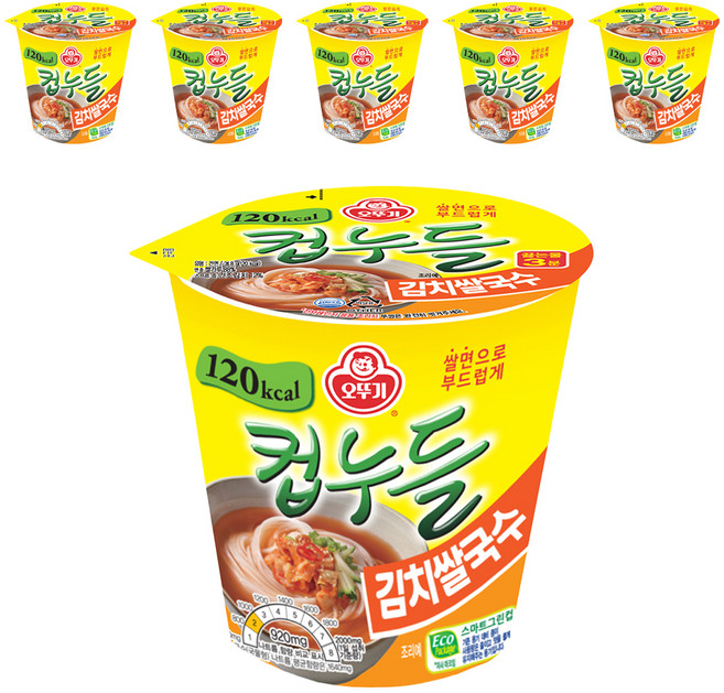 오뚜기 컵누들 김치쌀국수, 34.8g, 6개
