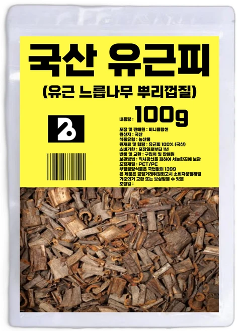 비니플랑센 국산 유근피 유근 느릅나무 뿌리 껍질, 100g, 1개 - 쿠팡