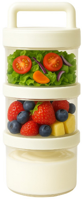 빅벅 샐러드 런치 3단 밀폐용기 360ml + 360ml + 360ml 세트, 화이트, 1세트