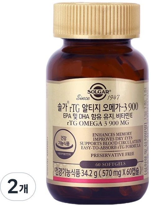 솔가 알티지 오메가3 900 34.2g, 60정, 2개 - 쿠팡