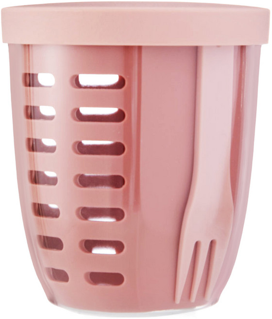 코멧 홈 BPA FREE 미니 샐러드 과일 도시락 런치팟 + 포크 세트, 핑크, 1세트