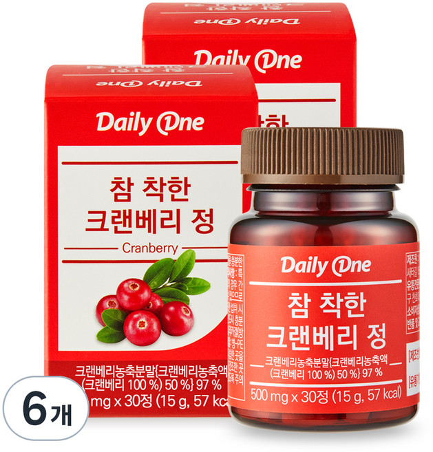 데일리원 참 착한 크랜베리 정, 30정, 6개