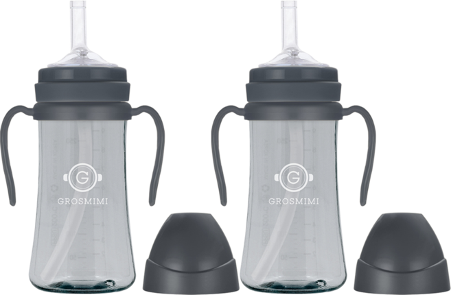 그로미미 PPSU 빨대컵, 300ml, 2개, 차콜