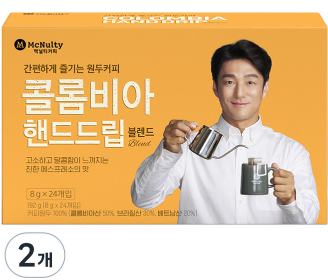 맥널티커피 콜롬비아 핸드드립 블렌드 드립백커피, 8g, 24개입, 2개
