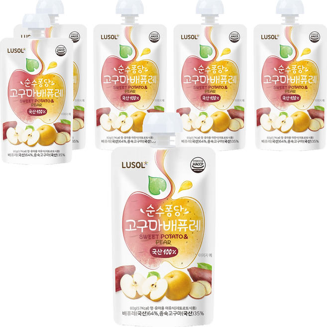 LUSOL 蔬果泥 紅薯水梨 100%水果 無添加 嬰幼兒副食品標準, 80g, 6包