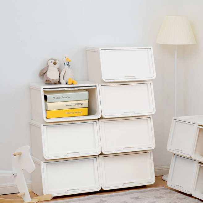 아이리스 플랩도어 수납합 대형 LJQ, 화이트, L(37L), 3개