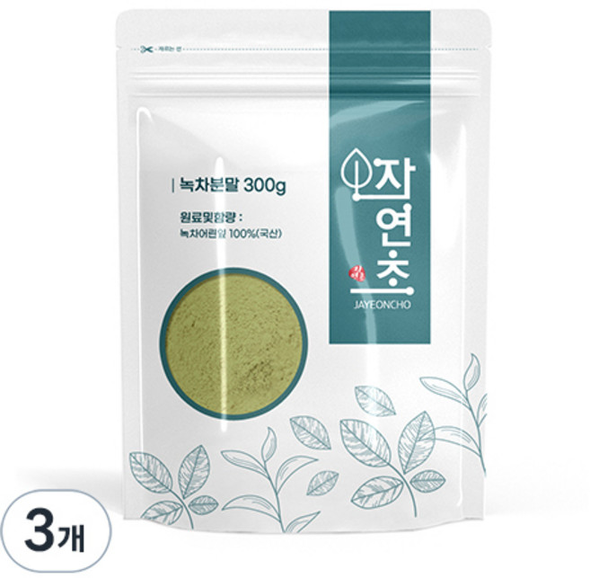 자연초 녹차분말, 300g, 3개, 1개입