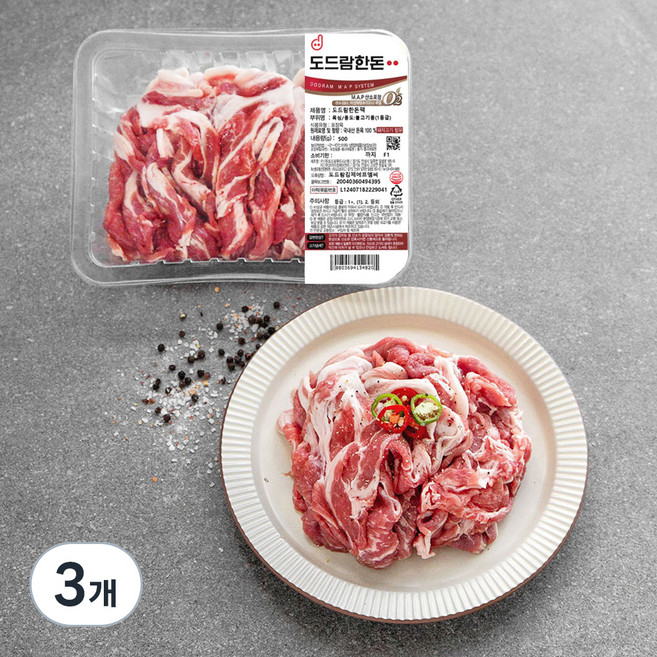 도드람 한돈 목심 불고기용(냉장), 500g, 3개