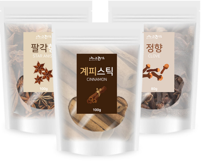 그린약초 뱅쇼 만들기 계피스틱 100g + 정향 80g + 팔각회향 100g 한차재료, 280g, 1세트