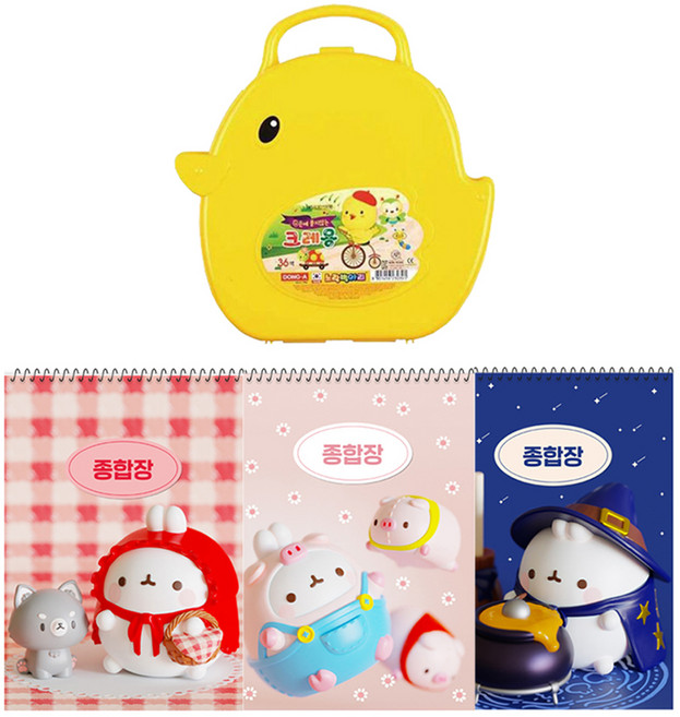 동아 노랑병아리 크레용 36색 + 몰랑이 두툼 종합장 3p, 혼합색상(크레용), 랜덤발송(종합장), 1세트