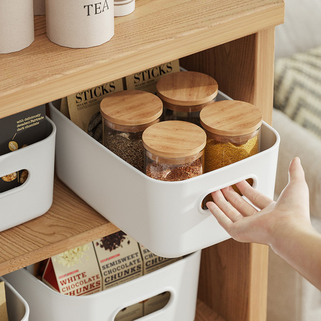 다용도 팬트리 수납 바스켓 M, 6개, 화이트