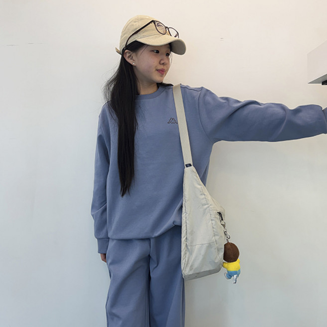 카파 유니 세미오버핏 맨투맨 + 와이드 팬츠 세트