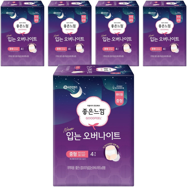 좋은느낌 입는 오버나이트, 중형, 4개입, 5개