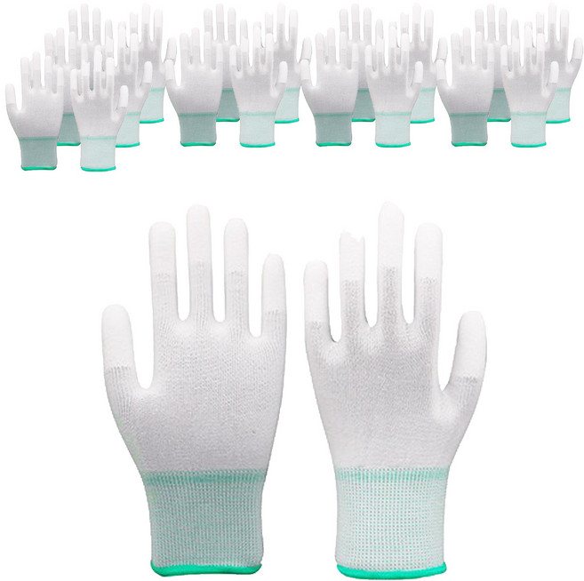 JIAHON 嘉鴻 合手型棉紗手套 pu塗指手套 M碼 10雙, 白色, 1包