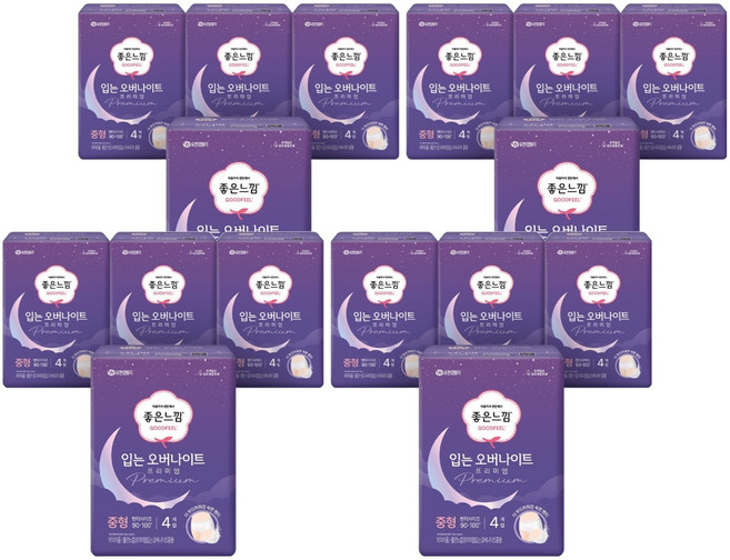 좋은느낌 프리미엄 입는 오버나이트, 중형, 4개입, 16개