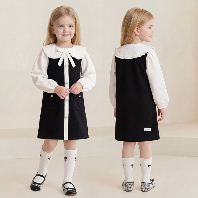 헤이미니 클래식 리본 카라 원피스