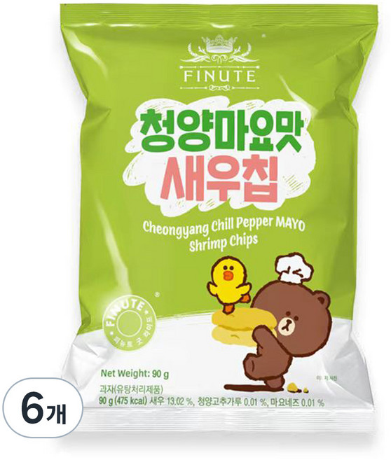 피뉴트 청양마요맛 새우칩, 90g, 6개