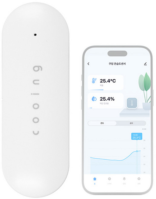 쿠잉전자 스마트 온습도 센서, 화이트, 1개