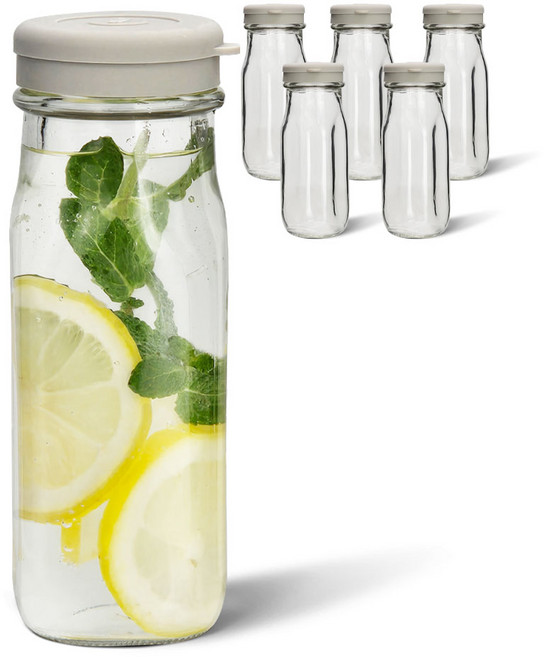 미르코리아 헥사 실리콘 사각 보틀 유리병 그레이, 300ml, 6개