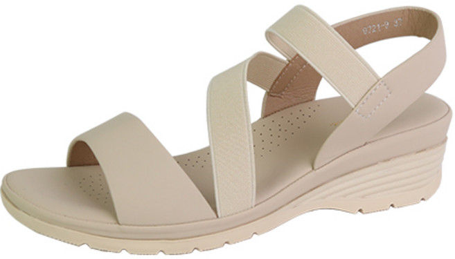 라블 여성용 초경량 쿠션 밴딩 웨지샌들