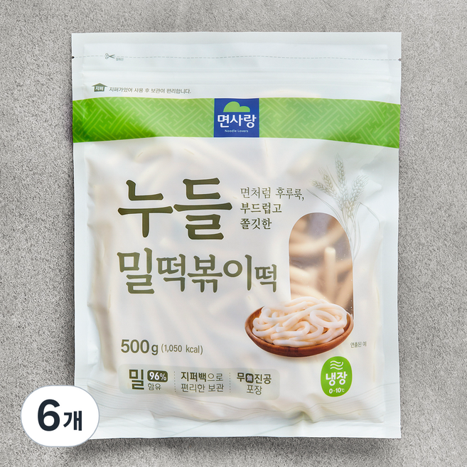 면사랑 누들 밀떡볶이떡, 500g, 6개