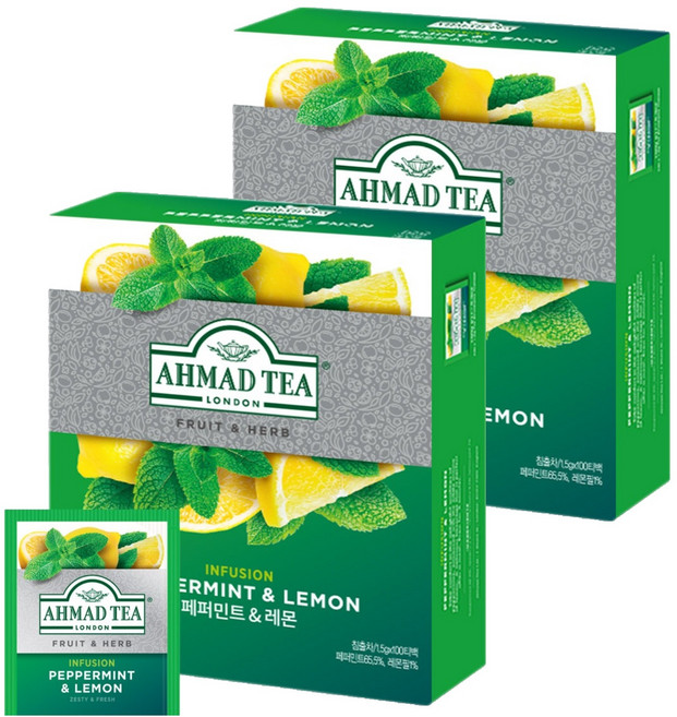 아마드티 페퍼민트 & 레몬 허브차 100p, 1.5g, 100개입, 2개