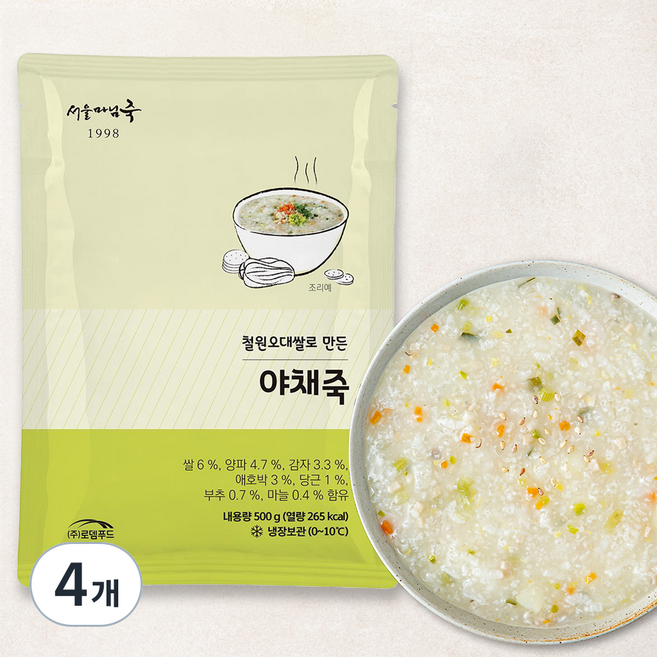 서울마님죽 야채죽 (냉장), 500g, 4개