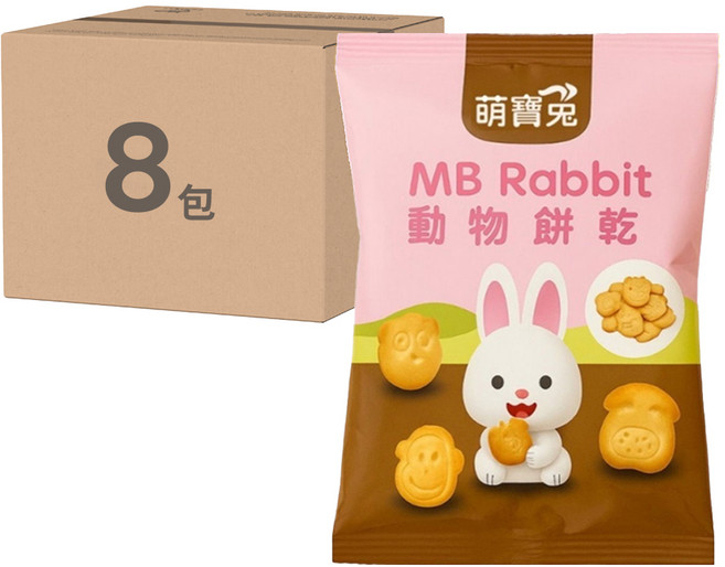 MB Rabbit 萌寶兔 串串包餅乾 動物餅乾 4包, 2組, 岩鹽, 100g