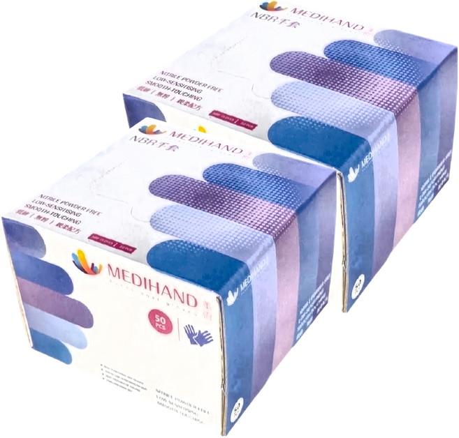 MEDIHAND 美恆 NBR 手套 薄款 50個, 藍紫色, S, 2盒