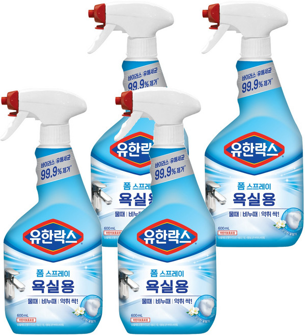 유한락스 욕실청소용 세정제, 600ml, 4개