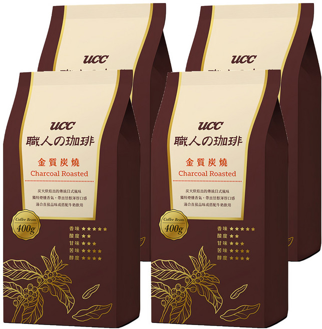 ucc 職人的珈琲 金質重焙咖啡豆, 咖啡豆(無研磨), 400g, 4包