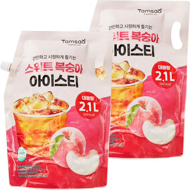 탐사 스위트 복숭아 아이스티, 2.1L, 2개