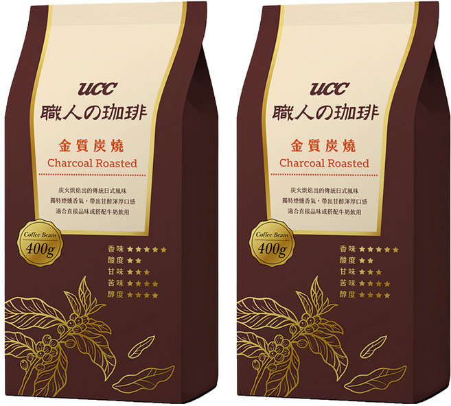 ucc 職人的珈琲 金質重焙咖啡豆, 咖啡豆(無研磨), 400g, 2包