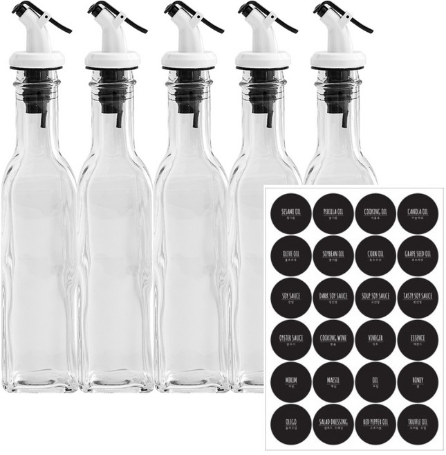 생활만 오일병 원터치퓨어러 오일병 스몰 250ml x 5p + 라벨 24종 세트, 1세트