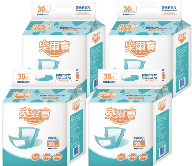 樂爾寶 替換式尿片 立體防漏隔邊型, 22 x 52cm, 30片, 4包
