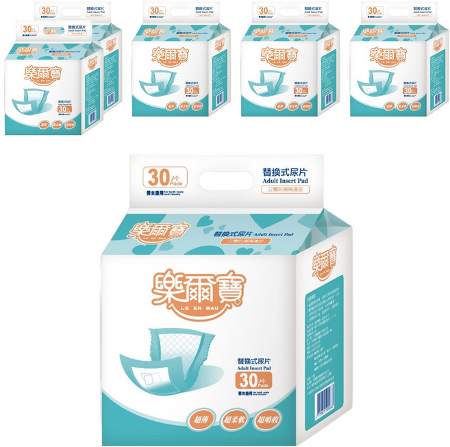 樂爾寶 替換式尿片 立體防漏隔邊型, 22 x 52cm, 30片, 6包