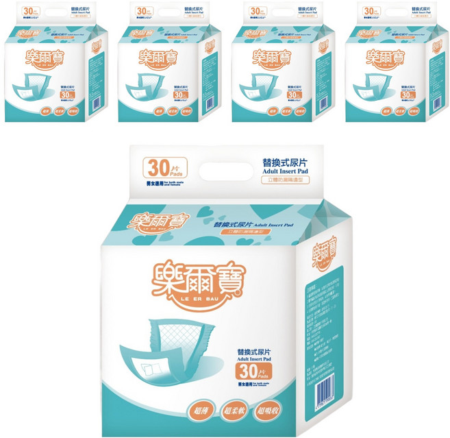樂爾寶 替換式尿片 立體防漏隔邊型, 22 x 52cm, 30片, 5包