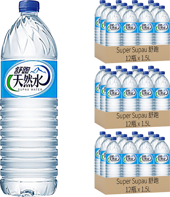 Super Supau 舒跑 天然水, 1.5L, 36瓶