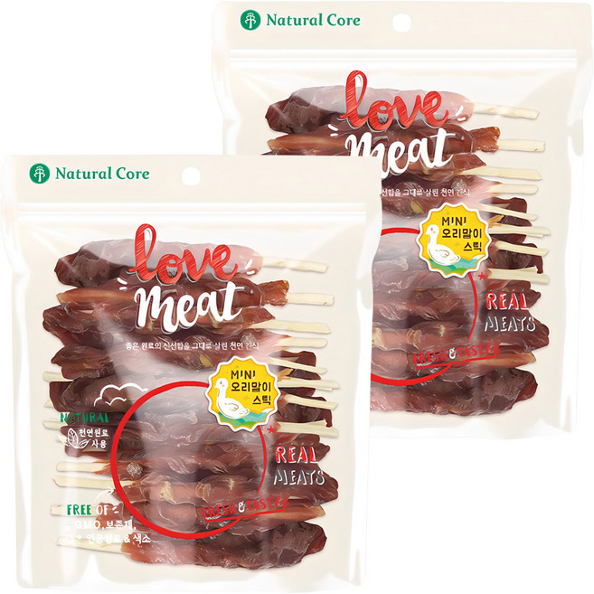 네츄럴코어 강아지 러브미트 미니 스틱 간식, 오리고기맛, 160g, 2개