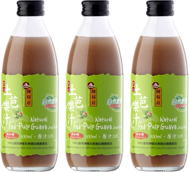陳稼莊 即飲紅心土芭樂汁 無加糖, 300ml, 3瓶