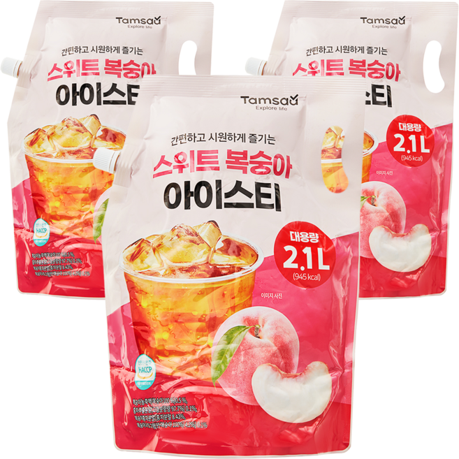 탐사 스위트 복숭아 아이스티, 2.1L, 3개