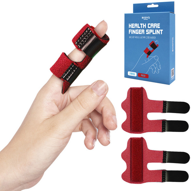 바디큐 닥터스 손가락 고정 보호대 2p, 1세트, 레드