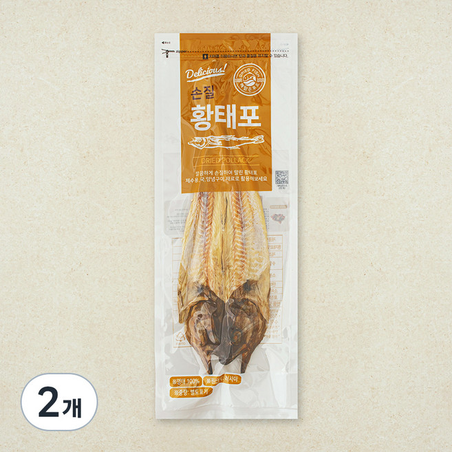 해맑은푸드 손질 황태포, 2개, 60g