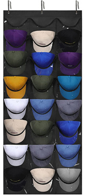 디오셀 24칸 걸이형 포켓 모자 정리 수납함, 블랙, 1개