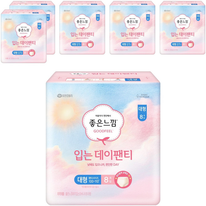 좋은느낌 입는 데이팬티 생리대, 대형, 8개입, 6개