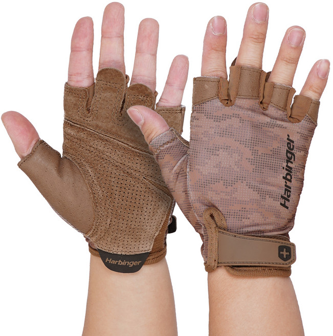 하빈져 남녀공용 프로글러브 2.0 헬스장갑, 탄 카모, 1세트