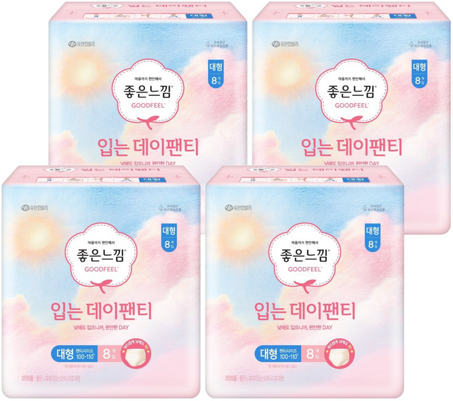좋은느낌 입는 데이팬티 생리대, 대형, 8개입, 4개