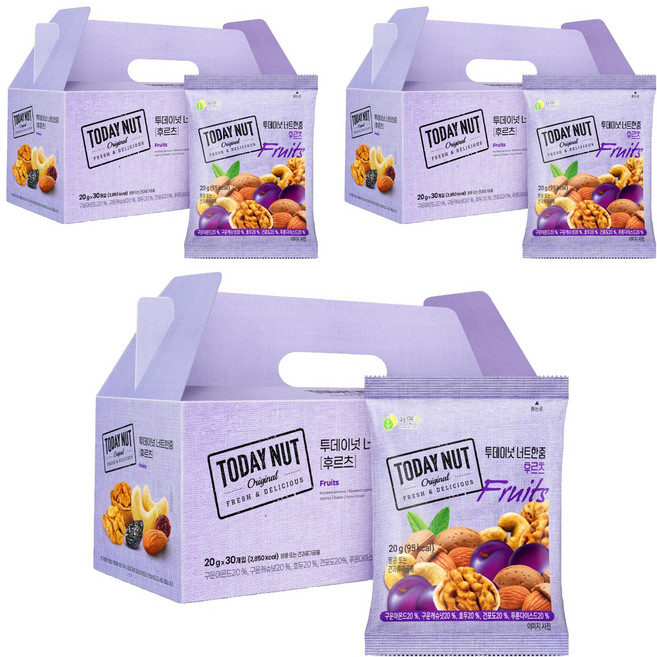 투데이넛 너트한줌 후르츠 견과 선물세트 600g, 3개